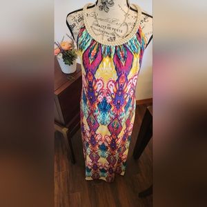 LEMMIE for NINA LEONARD ||  Bright & Fun Maxi Dress - Size L